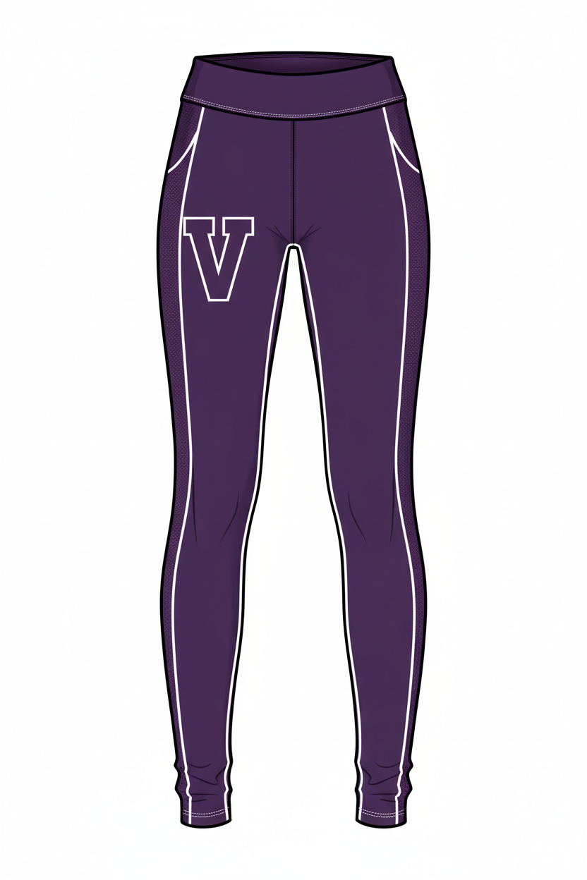Vynx Full-Length Leggings — purple with white V logo